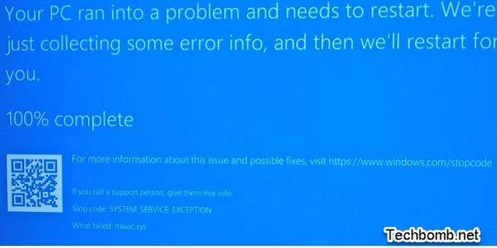 system exception bsod