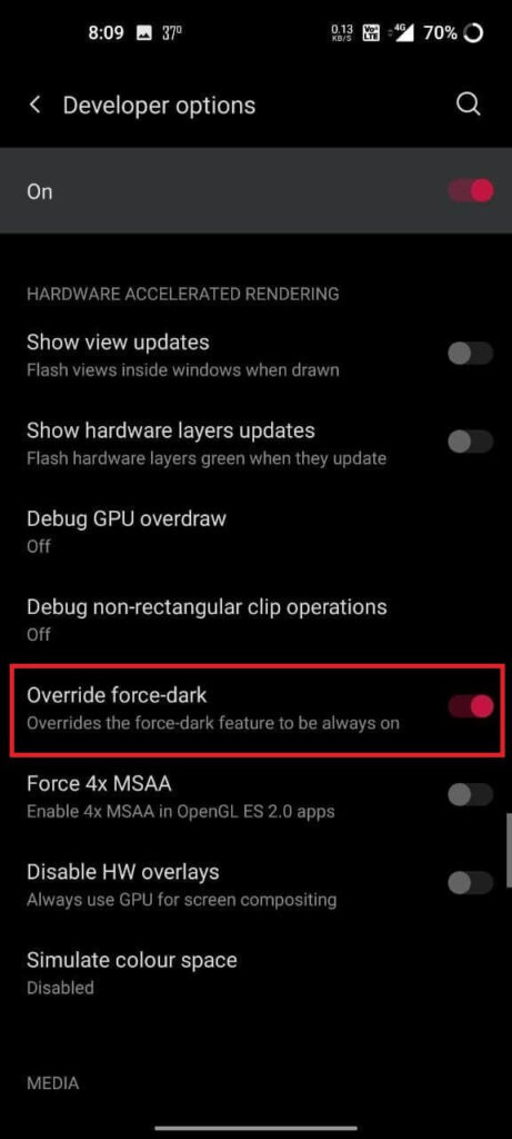 enable dark mode in clubhouse app