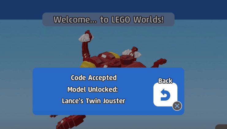 lego codes accepted message